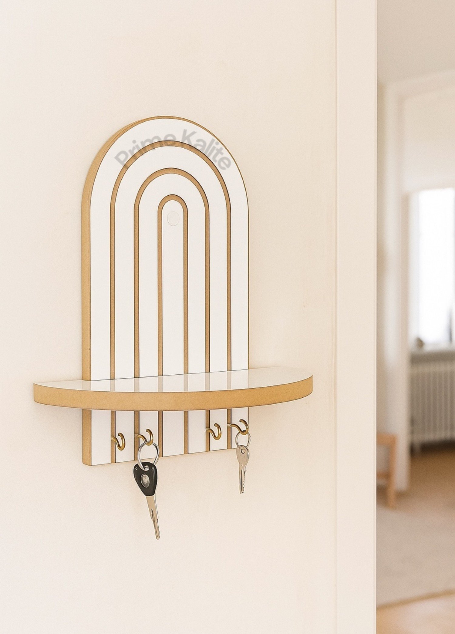 Prime Kalite Beyaz Duvar Rafı Anahtarlık (35x20 cm)