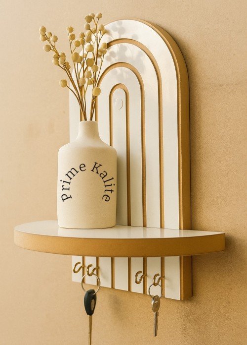 Prime Kalite Beyaz Duvar Rafı Anahtarlık (35x20 cm)