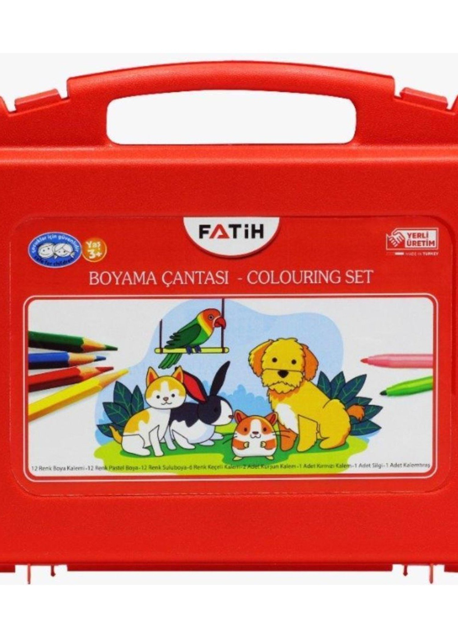 Fatih Boyama Çantası | 12 Renk Boya Kalemi, Pastel Boya, Sulu Boya ve Aksesuar Seti