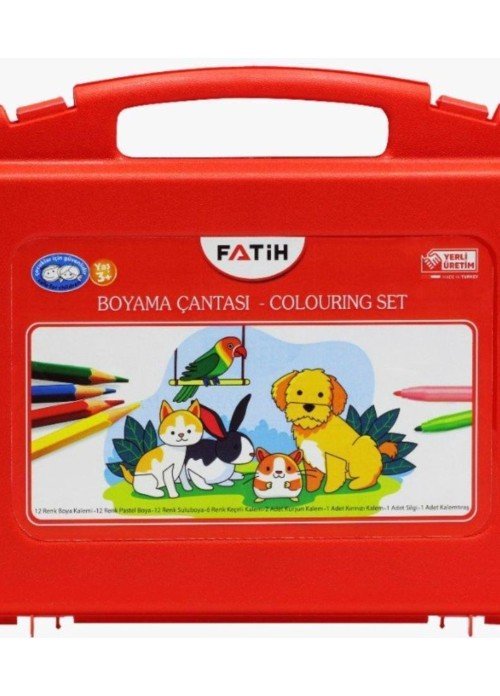 Fatih Boyama Çantası | 12 Renk Boya Kalemi, Pastel Boya, Sulu Boya ve Aksesuar Seti Fatih Boyama Çantası | 12 Renk Boya Kalemi, Pastel Boya, Sulu Boya ve Aksesuar Seti