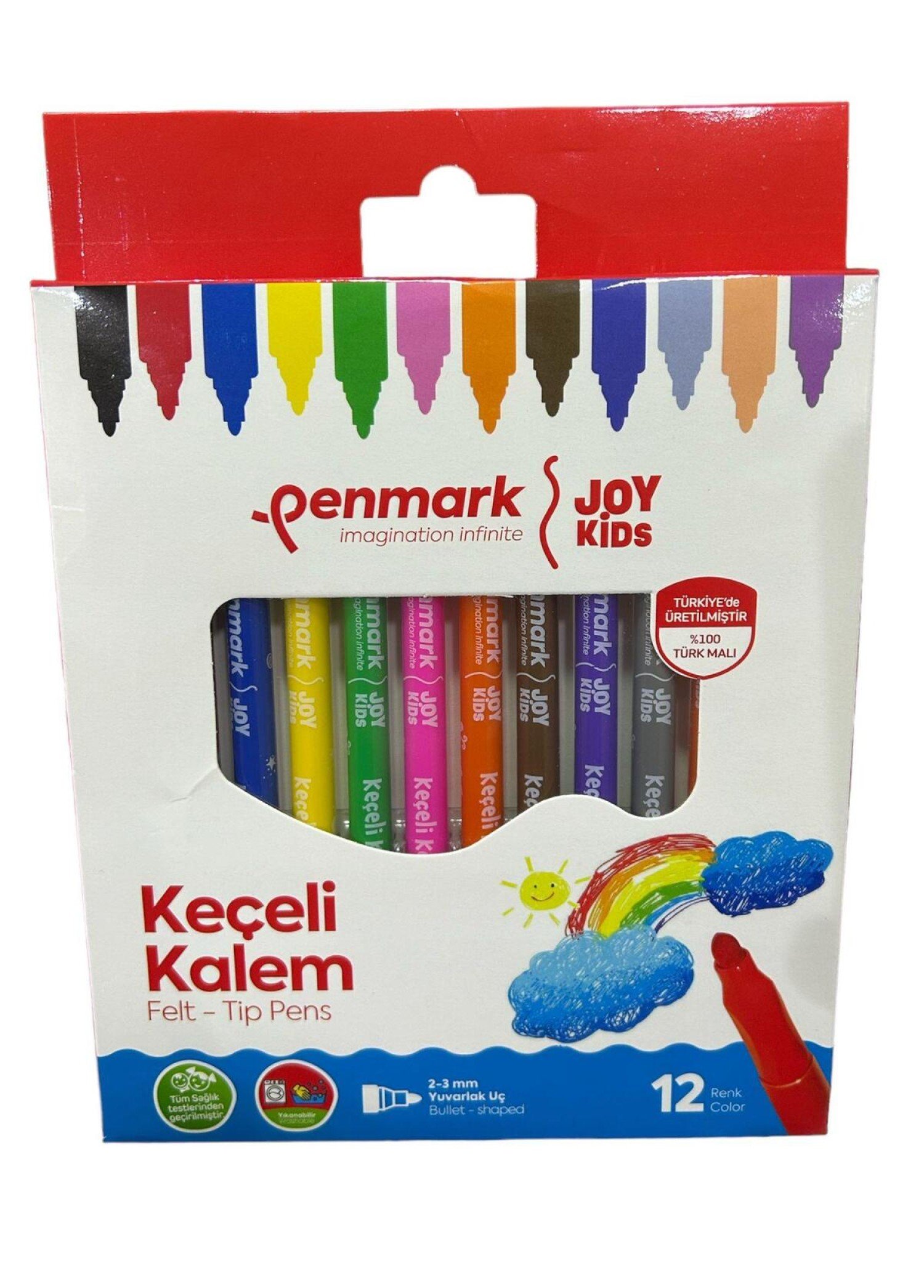 Penmark Joy Kids 12 Renk Keçeli Kalem Seti | Yıkanabilir Mürekkep, Yuvarlak Uçlu
