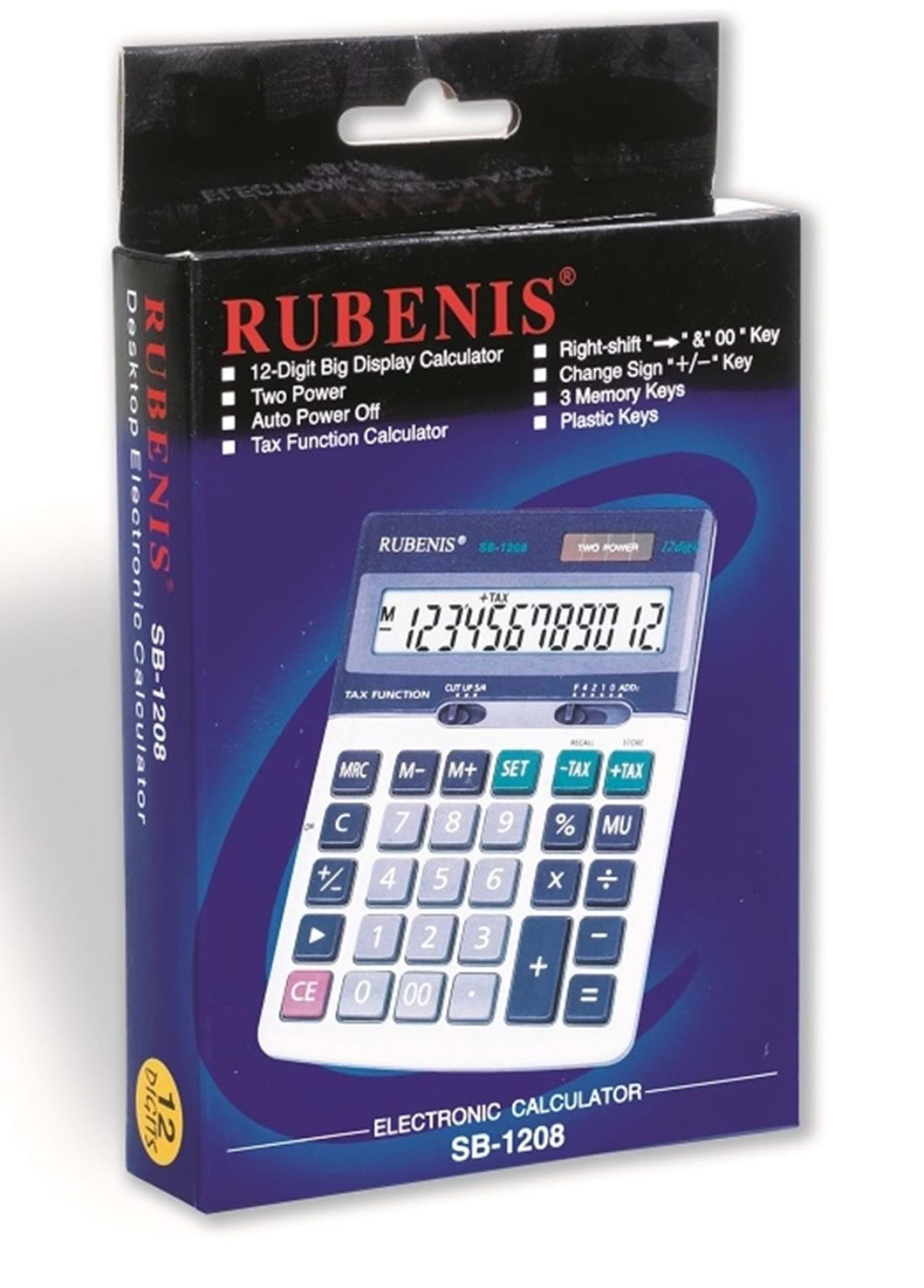 Rubenis SB-1208 Masaüstü Hesap Makinesi | 12 Haneli Büyük Ekranlı, Çift Güçlü, Vergi Fonksiyonlu Rubenis SB-1208 Masaüstü Hesap Makinesi | 12 Haneli Büyük Ekranlı, Çift Güçlü, Vergi Fonksiyonlu