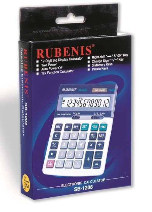Rubenis SB-1208 Masaüstü Hesap Makinesi | 12 Haneli Büyük Ekranlı, Çift Güçlü, Vergi Fonksiyonlu Rubenis SB-1208 Masaüstü Hesap Makinesi | 12 Haneli Büyük Ekranlı, Çift Güçlü, Vergi Fonksiyonlu