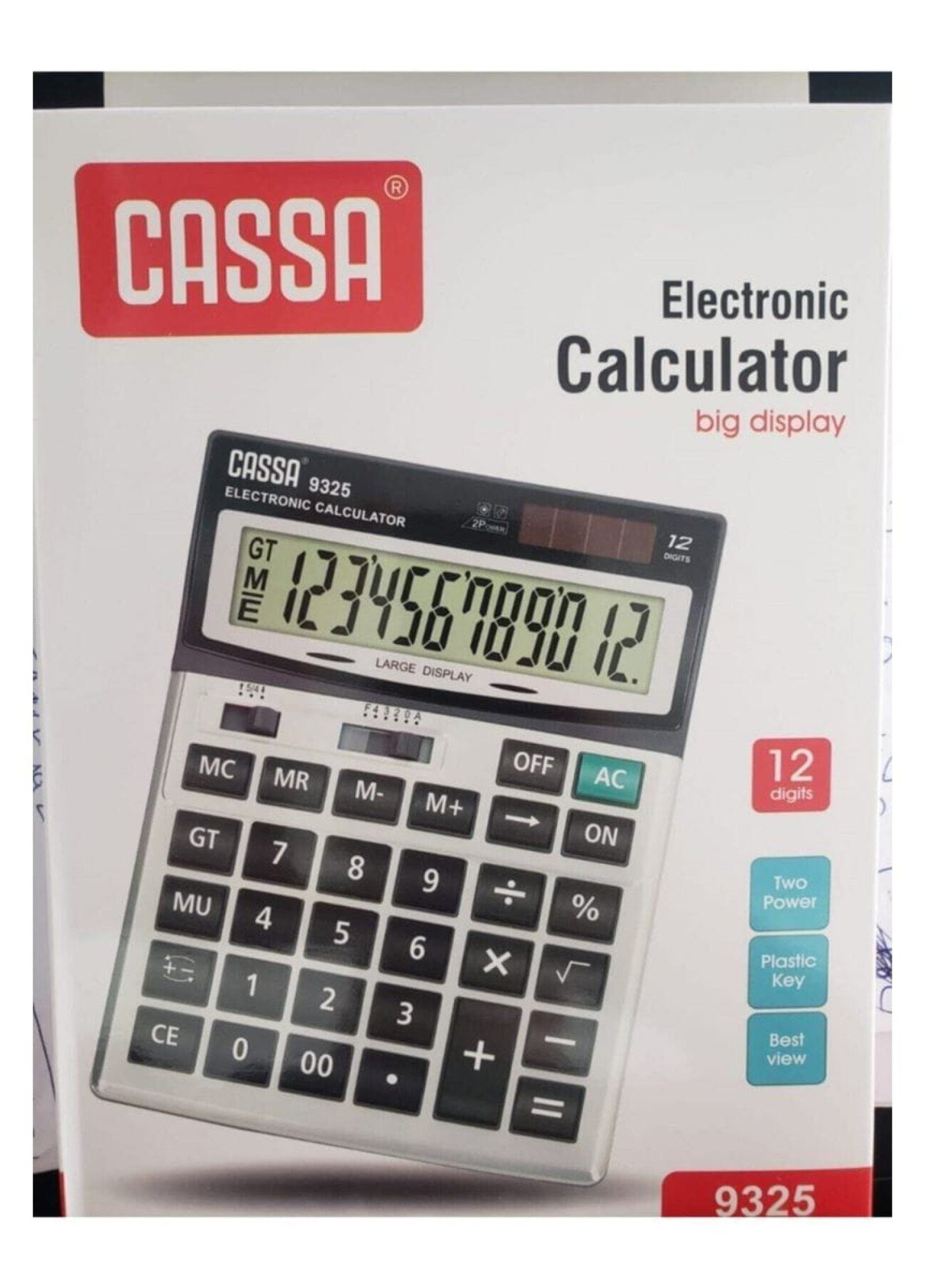 Cassa 9325 Masaüstü Hesap Makinesi | 12 Haneli Büyük Ekran, Çift Güçlü, Ofis Tipi Cassa 9325 Masaüstü Hesap Makinesi | 12 Haneli Büyük Ekran, Çift Güçlü, Ofis Tipi