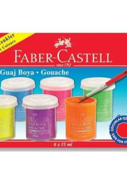 Faber-Castell 6 Renk Floresan Guaj Boya Seti 15 ml – Parlak ve Yoğun Renkler Faber-Castell 6 Renk Floresan Guaj Boya Seti 15 ml – Parlak ve Yoğun Renkler