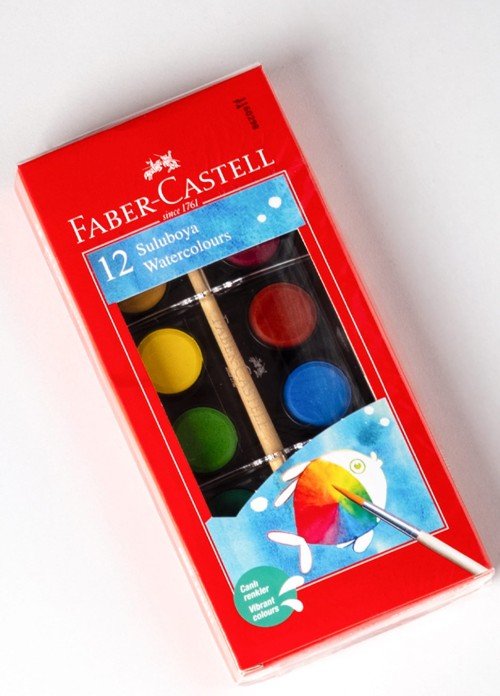 Faber-Castell 12'li Canlı Renkler Suluboya Seti ve Fırça Faber-Castell 12'li Canlı Renkler Suluboya Seti ve Fırça