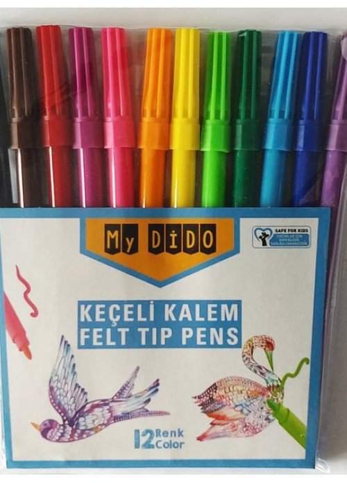 My Dido 12 Renk Keçeli Kalem Seti (Felt Tip Pens) - Çocuklar İçin Güvenli My Dido 12 Renk Keçeli Kalem Seti (Felt Tip Pens) - Çocuklar İçin Güvenli