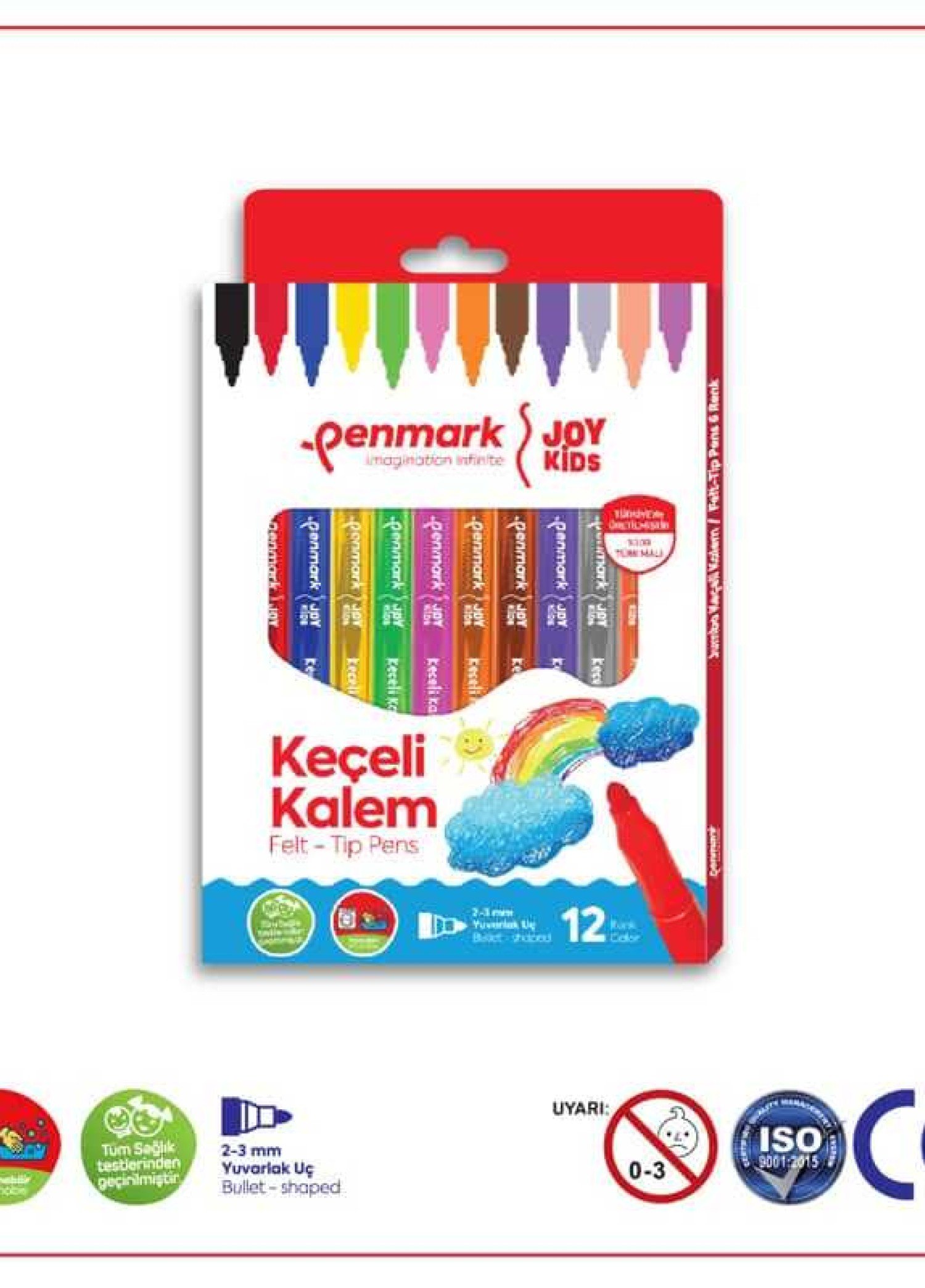 Penmark JOY KIDS 12 Renk Keçeli Kalem Seti - Yıkanabilir ve Yuvarlak Uçlu