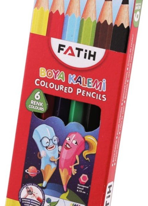 Fatih 6 Renk Kuru Boya Kalemi - Canlı Renkler ve Kırılmaya Dirençli Özel Seri Fatih 6 Renk Kuru Boya Kalemi - Canlı Renkler ve Kırılmaya Dirençli Özel Seri