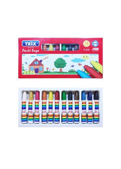 TRIX T-275 12 Renk Çevirmeli Yağlı Pastel Boya Seti - Türk Malı TRIX T-275 12 Renk Çevirmeli Yağlı Pastel Boya Seti - Türk Malı