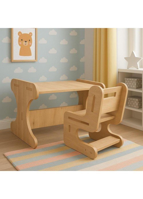 Montessori Çocuk Çalışma Masa Sandalye Takımı Aktivite Masası
